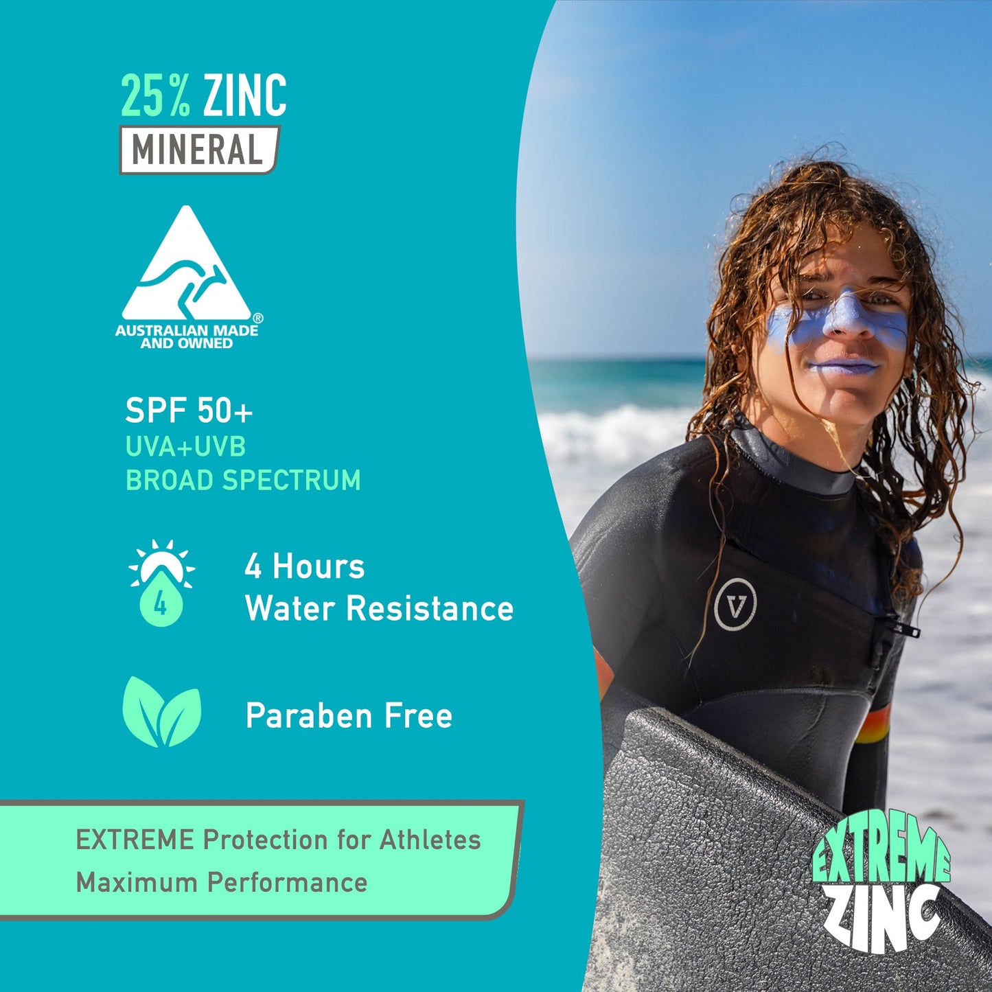 Sun Zapper Extreme Zinc Stick "Blue Bay" SPF 50+ |Protector Solar Mineral en Stick Mineral a base de zinc color AZUL 15g |Alta protección solar UVA/UVB con color vibrante | Resistente al Agua | Fórmula Reef Safe | Hecho en Australia.