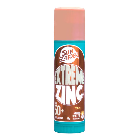 Sun Zapper Extreme Zinc Stick "Tan" SPF 50+ | Protector Solar Mineral  en Stick Mineral a base de zinc color BRONCEADO CLARO 15g |Alta protección solar UVA/UVB con color vibrante | Resistente al Agua | Fórmula Reef Safe | Hecho en Australia.