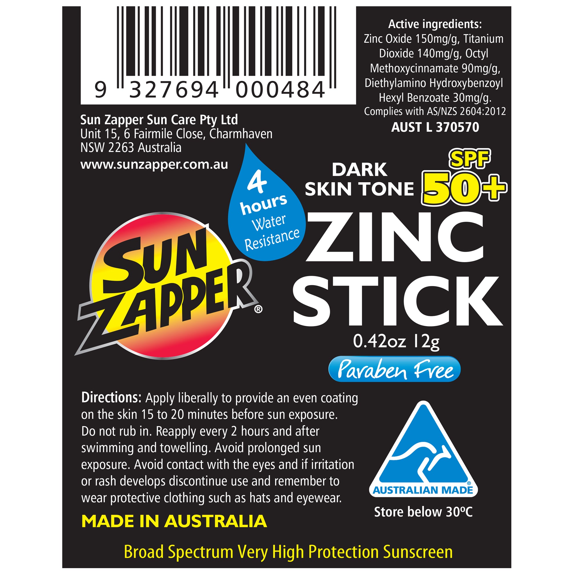 Sun Zapper Zinc Stick 